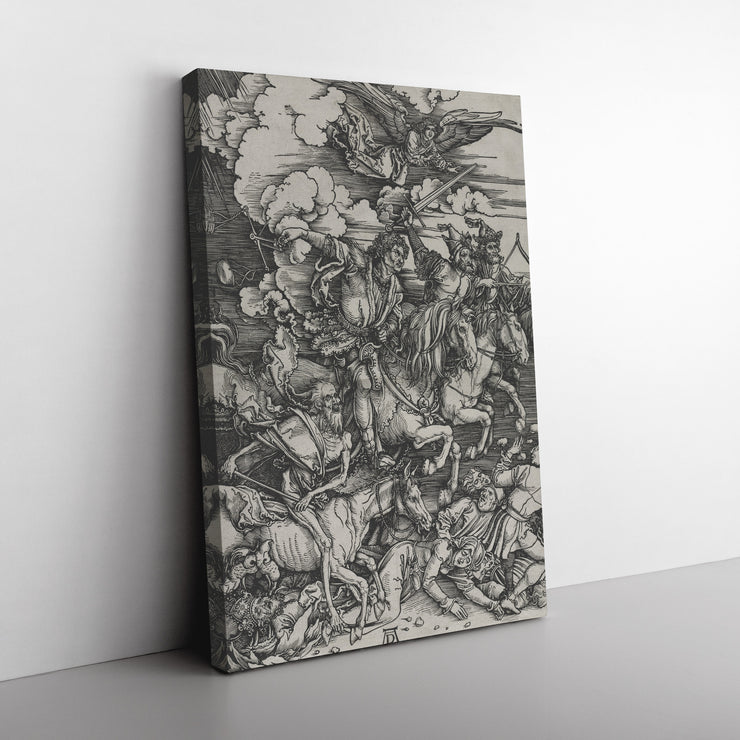 "Les quatre cavaliers" d'Albrecht Dürer, enveloppe sur toile rectangulaire