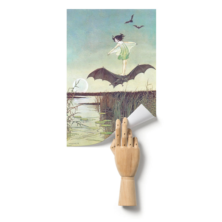 "Bruja montando un murciélago" de Ida Rentoul Outhwaite Matte Poster