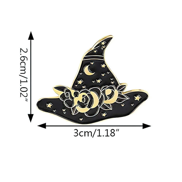Floral Witch Hat Enamel Lapel Pin