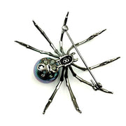 Victorian Style Black Pearlescent Spider Brooch