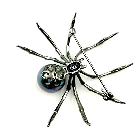 Victorian Style Black Pearlescent Spider Brooch