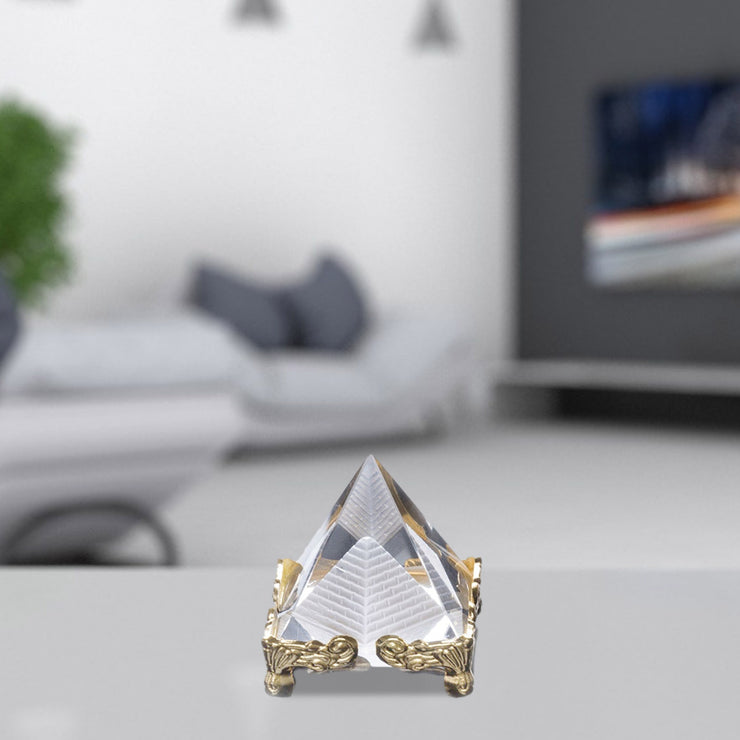 Quartz Crystal Pyramid with Antique Stand