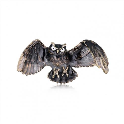 Vintage Black Flying Owl Brooch