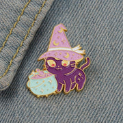 Cauldron Cat Pastel Goth Witchy Enamel Lapel Pin